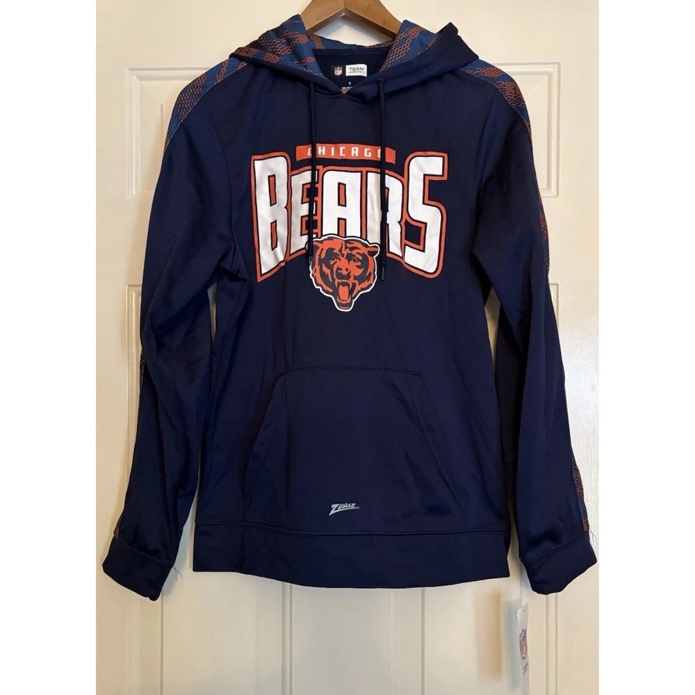 NWT - Zubaz Mens NFL Team Apparel Chicago Bears Pullover Hoodie, Blue, Size S